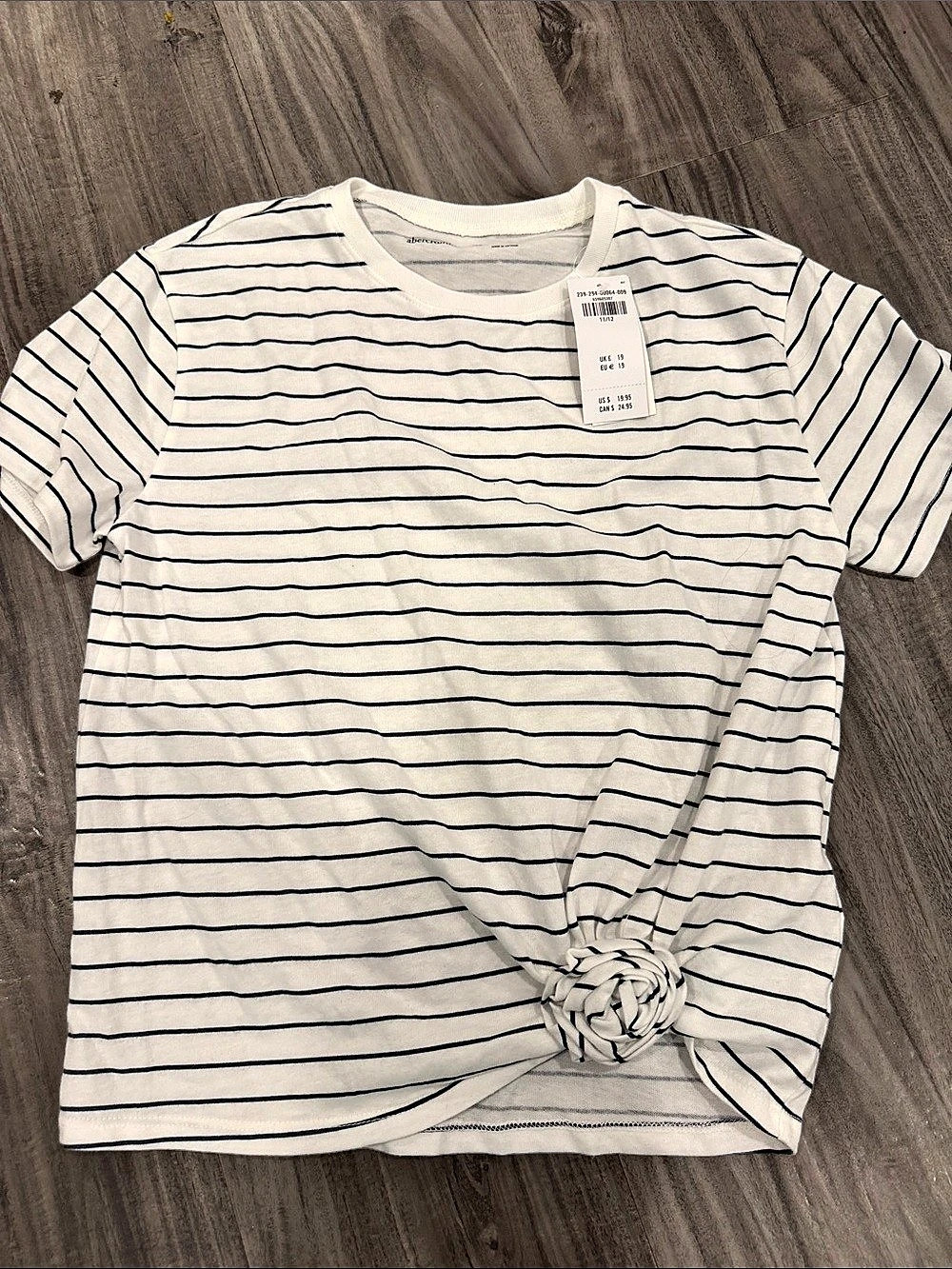 Abercrombie Kids Girls Striped Knot-Front Tee White & Blue Size 11/12 NWT